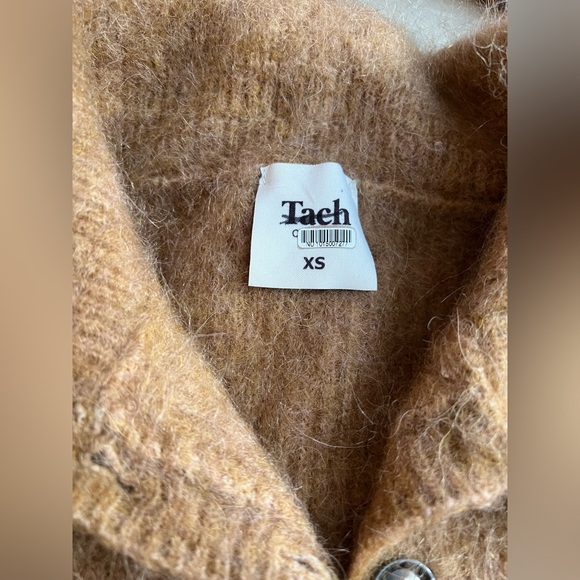 TACH Brown Cropped Cardigan with Embroidered Collar felipa USA xs - Picture 12 of 12